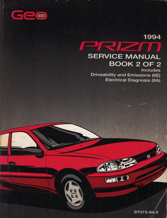 1994 Geo Prizm Service Manual Book 2 of 2 (Volume 2 ONLY)