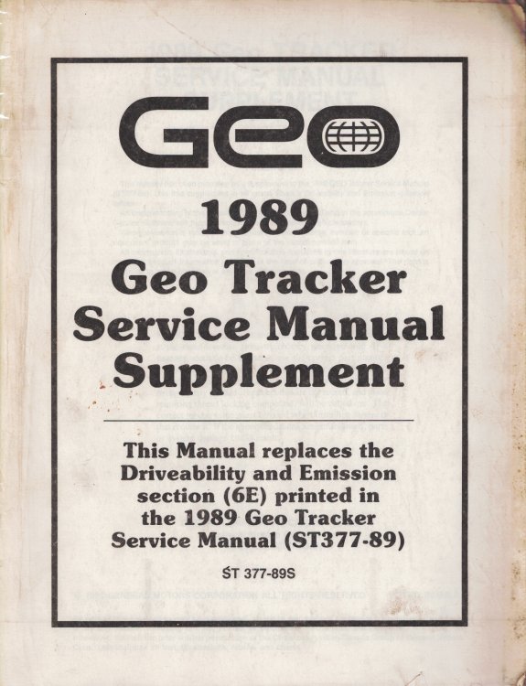1989 Geo Tracker Service Manual Supplement