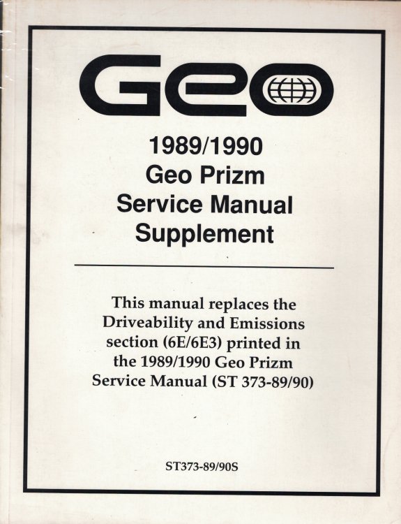1989 / 1990 Geo Prizm Service Manual Supplement