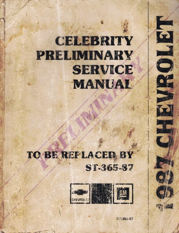 Image for 1987 Chevrolet Celebrity Preliminary Service Manual 1987 Chevrolet Celebrity Preliminary Service Manual