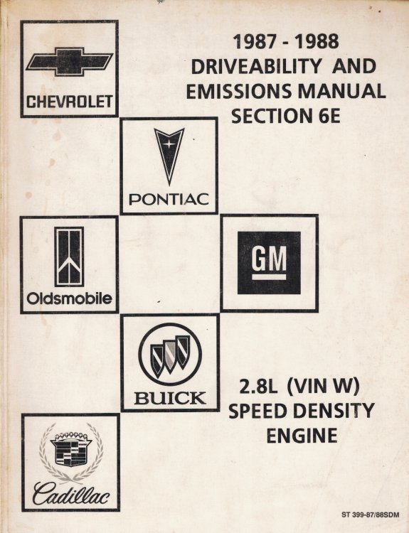 1987 - 1988 GM Driveability and Emissions Manual Section 6E - 2.8L (VIN W) Speed Density Engine [Chevrolet, Pontiac, Oldsmobile, Buick, Cadillac)