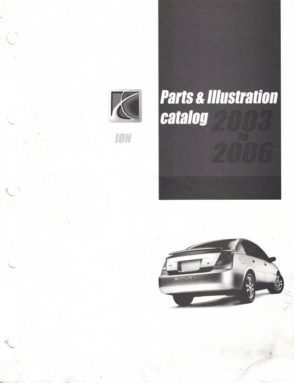 2003 to 2006 Saturn Ion Parts & Illustration Catalog [Loose-Leaf]