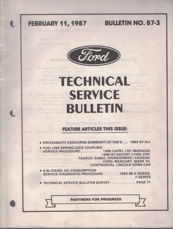 1987 Ford Technical Service Bulletin: Bulletin No. 87-3; February 11, 1987