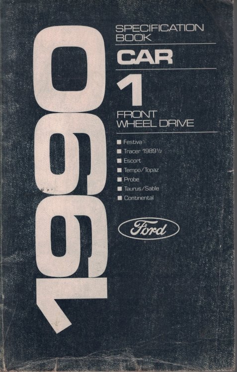 1990 Ford [Mercury, Lincoln] Front Wheel Drive Car Specification Book 1: Festiva; Tracer 1989-1/2; Escort; Tempo/Topaz; Probe; Taurus/Sable; Continental [Original Manual]