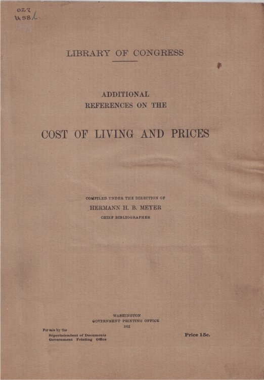 Additional References on the Cost of Living and Prices (Library of Congress)