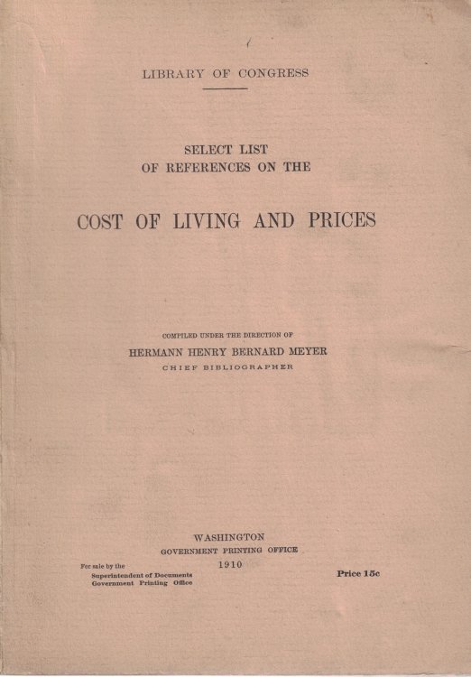 Select List of References on the Cost of Living and Prices (Library of Congress)