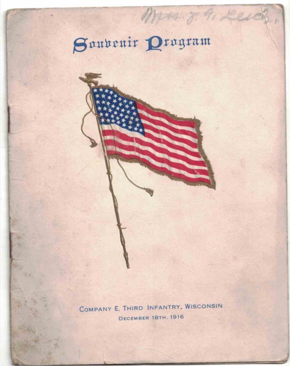 Souvenir Program: Banquet Tendered to the Officers and Members of Company C, Third Wisconsin Infantry, December 18, 1916 [On the Occasion of Their Return from Border Service]