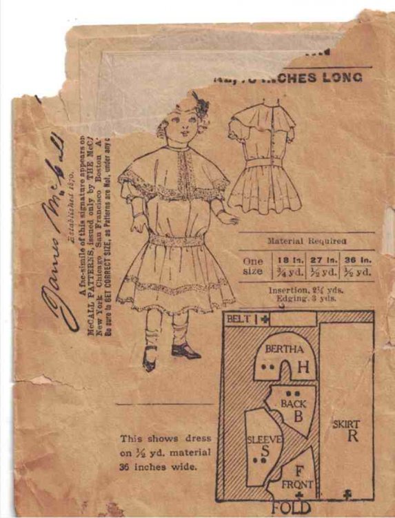 McCall's Doll Dress Pattern [circa 1908]