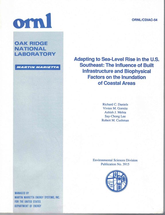 Adapting to Sea-Level Rise in the U.S. Southeast: The Influence of Built Infrastructure and Biophysical Factors on the Inundation of Coastal Areas (Environmental Sciences Division Publication No. 3915)