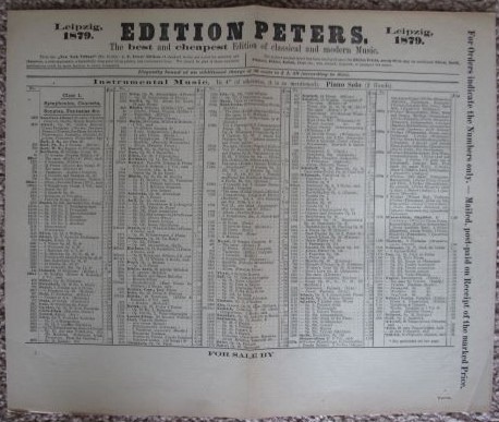 1879 Editions Peters Sheet Music Advertisement