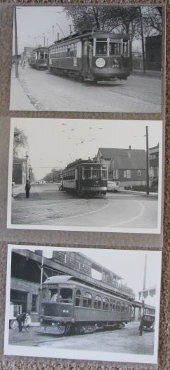 Lot of 3 B&W Streetcar / Trolley Photographs