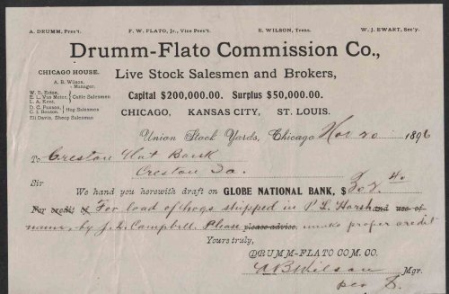 Lot of 8 Documents Related to Livestock Sales [1890 - 1937] [Creston National Bank]