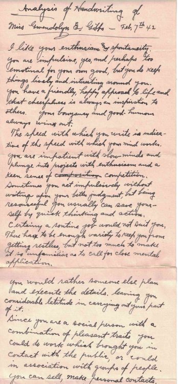 Handwriting Analyst Shirley Spencer Letter