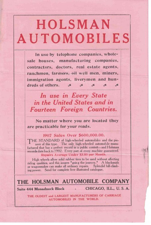 Lot of Holsman Automobile Related Ephemera [original]