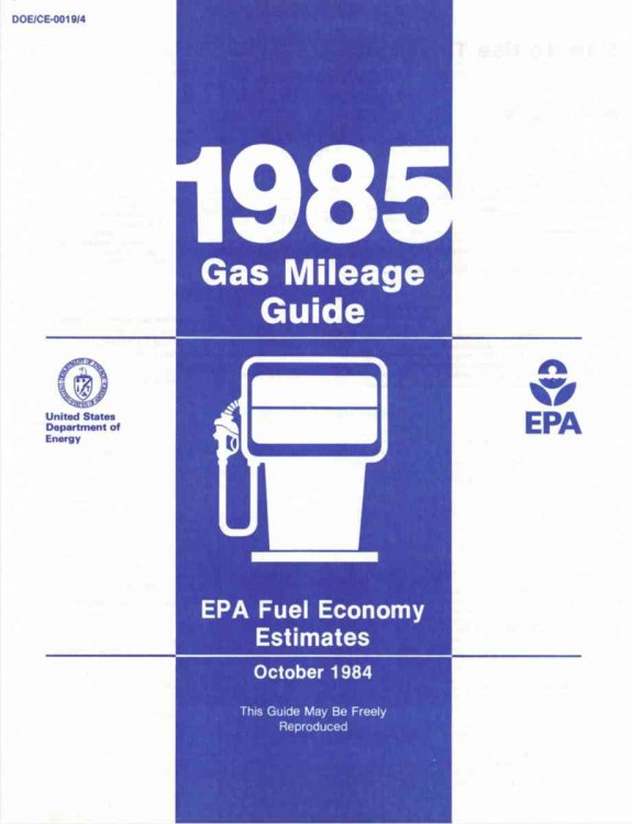 1985 Gas Mileage Guide: EPA Fuel Economy Estimates