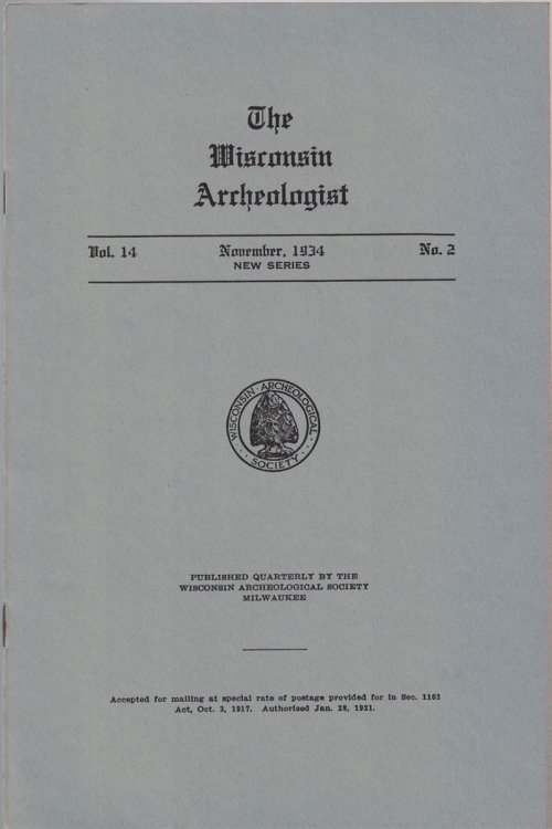 The Wisconsin Archeologist, Volume 14, No. 2, November 1934 [New Series]