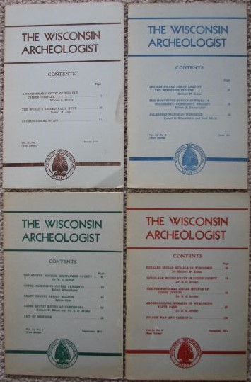 The Wisconsin Archeologist, Volume 32, No. 1 - 4, 1951 (New Series) [Includes four volumes; V32, #1; V32, #2, V32, #3, and V32, #4]