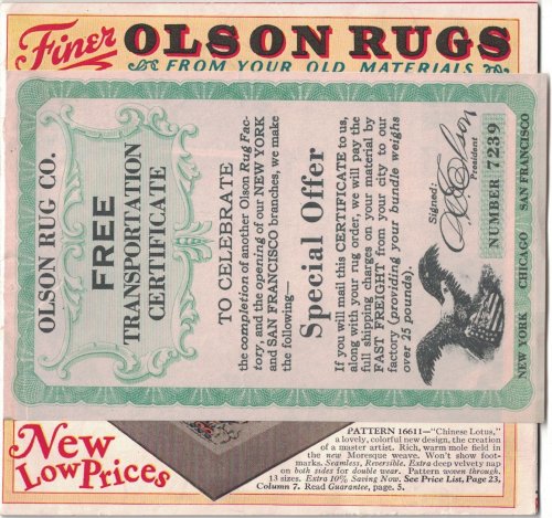 Olson Rug Sales Catalog [circa 1928]