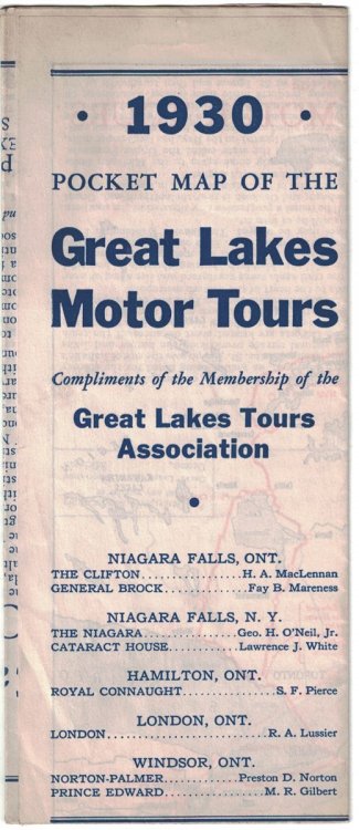 1930 Pocket Map of the Great Lakes Motor Tours