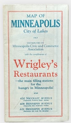 Map of Minneapolis, City of Lakes (.with the compliments of Wirgley's Restaurants)