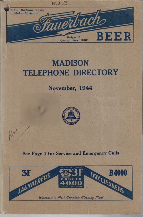 Madison Telephone DIrectory: November, 1944