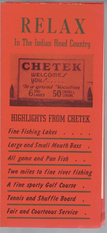Relax In The Indian Head Country [tourist brochure from Chetek, Wisconsin - ca 1940's]
