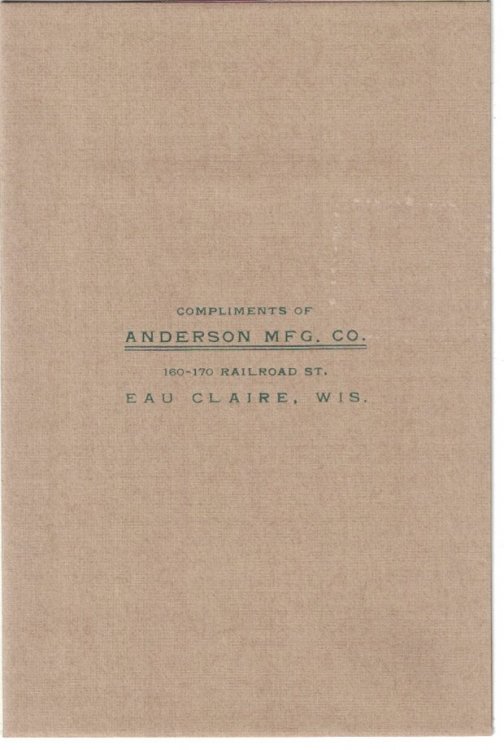 Anderson Mfg. Co. advertising ephemera [Eau Claire, Wis] [circa 1900]