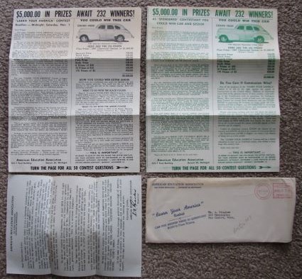 Lot of American Education Association ephemera [1947] [anti-communism] [contest] [chevrolet]