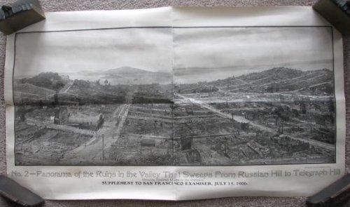 No. 2 - Panorama of the Ruins in the Valley that Sweeps from Russian Hill to Telegraph Hill, Showing Alcatraz Island in the Distance: Supplement to San Francisco Examiner, July 15, 1906 [Print]