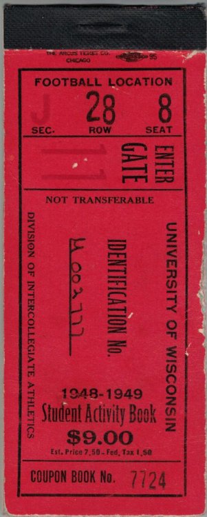University of Wisconsin, Student Activity Book 1948-1949 [Event Ticket Booklet]