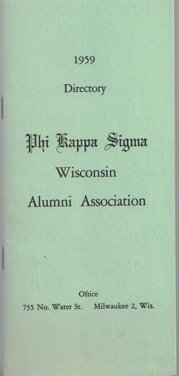 1959 Directory Phi Kappa Sigma Wisconsin Alumni Association