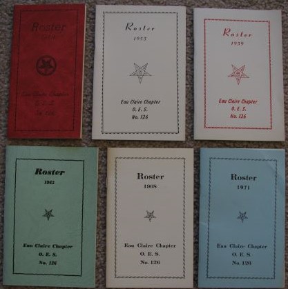 Roster: Eau Claire Chapter, O. E. S. No. 126 [Order of the Eastern Star] [Wisconsin] [Lot of 6 issues, between 1949 and 1971]