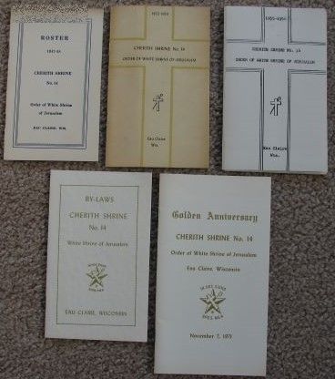 Lot of material related to Cherith Shrine No. 14, Order of White Shrine of Jerusalen, Eau Claire, Wisconsin [Lot of 5 items]