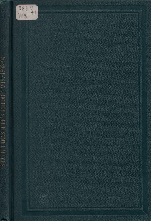 Report of the State Treasurer [Wisconsin] [1893 - 1894]