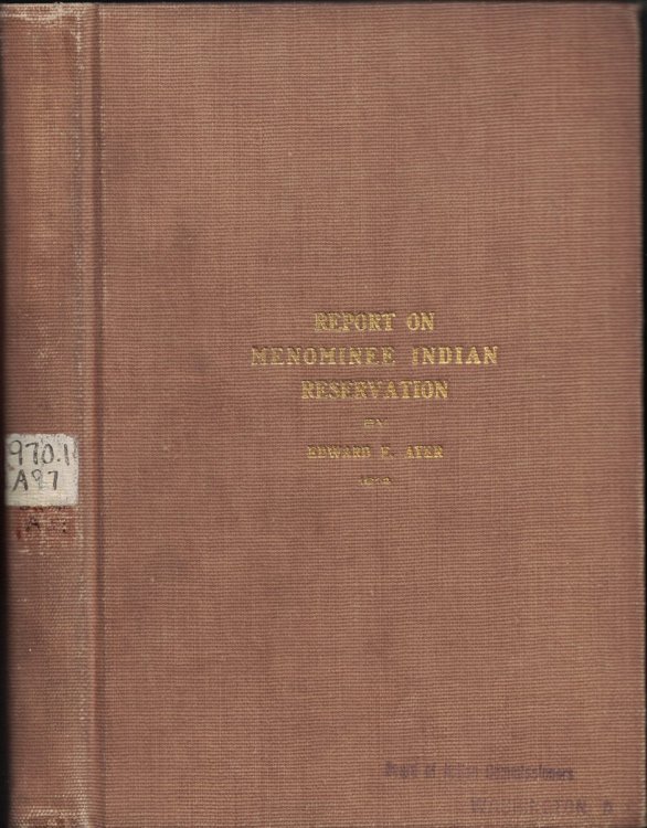 Image for Report on Menominee Indian Reservation Report on Menominee Indian Reservation