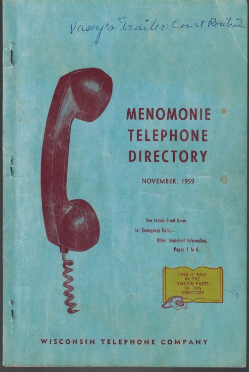 Menomonie Telephone Directory, November, 1959 [Wisconsin]