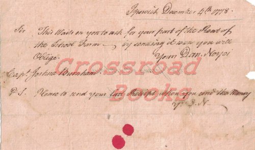 1778 Rent Request [document] [Ipswich, Massacusetts]
