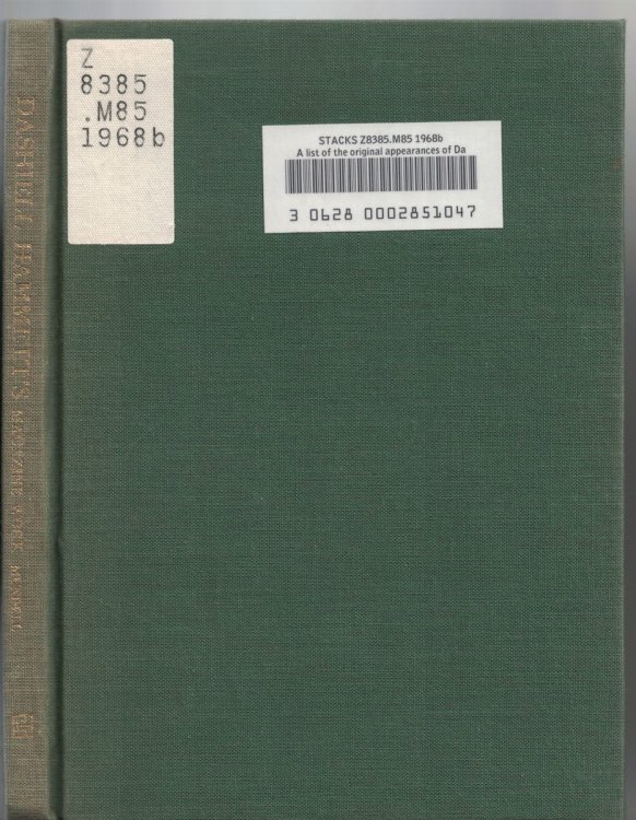 A List of the Original Appearances of Dashiell Hammett's Magazine Work
