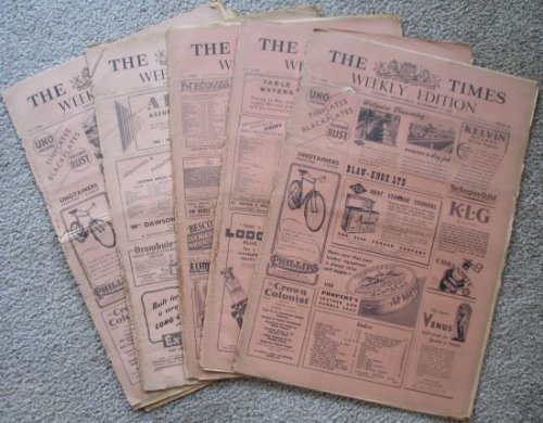 [Lot of 5 Issues] The [London] Times Weekly Edition: December 1, 8, 15, 22, & 29, 1943