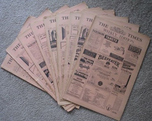 [Lot of 9 Issues] The [London] Times Weekly Edition: February 11 / February 25 / March 4 / March 18 / March 25 / April 1 / April 8 / April 15 / May 20, 1943