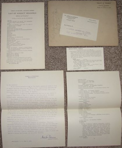 Library of Congress. Catalog Division. List of Subject Headings, Additions and Corrections [No. 4, December, 1909]