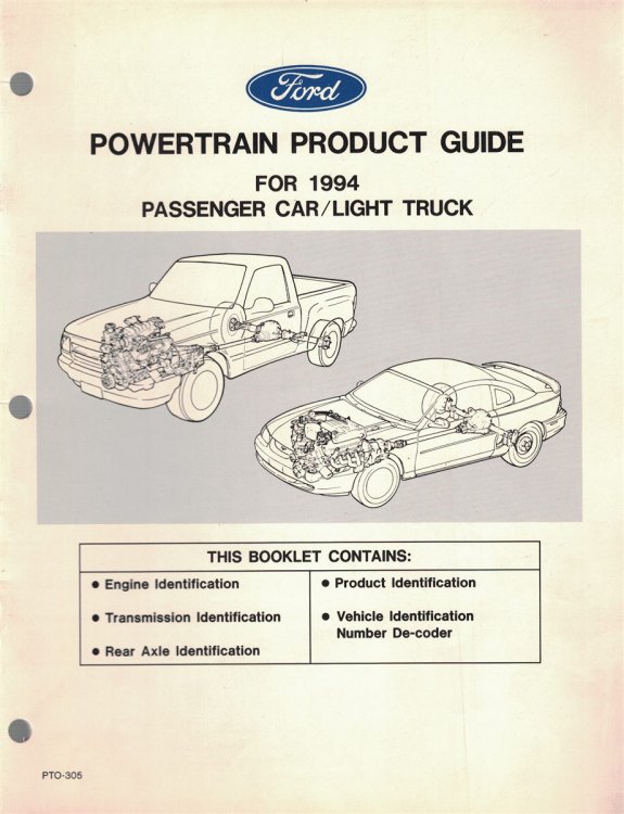 Ford Powertrain Product Guide, for 1994 Passenger Car / Light Truck