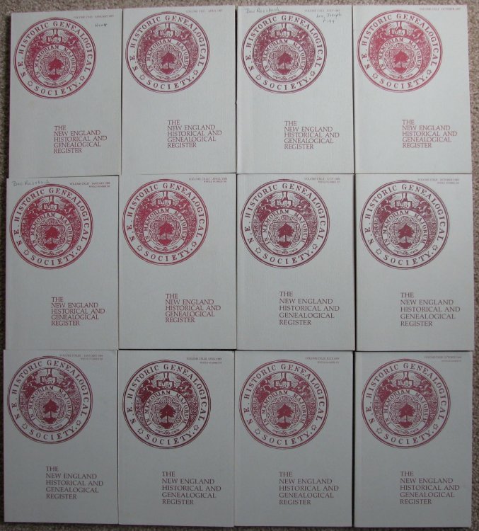 The New England Historical and Genealogical Register (Includes three volumes in 12 quarterly issues: Volume CXLI, January/April/July/October, 1987; Volume CXLII, January/April/July/October, 1988; and Volume CXLIII, January/April/July/October, 1989