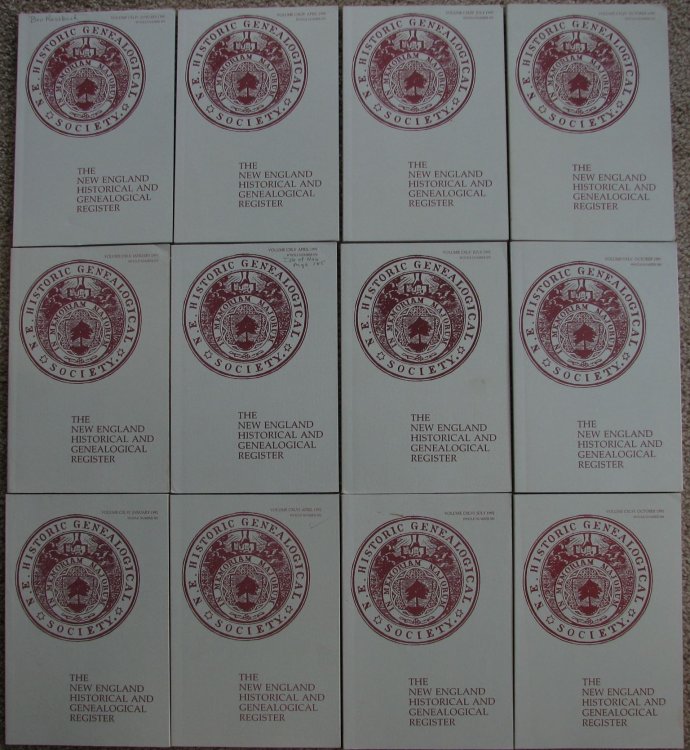 The New England Historical and Genealogical Register (Includes three volumes in 12 quarterly issues: Volume CXLIV, January/April/July/October, 1990; Volume CXLV, January/April/July/October, 1991; and Volume CXLVI, January/April/July/October, 1992