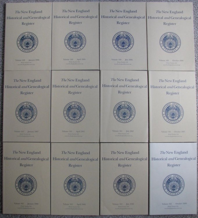 The New England Historical and Genealogical Register (Includes three volumes in 12 quarterly issues: Volume 160, January/April/July/October, 2006; Volume 161, January/April/July/October, 2007; and Volume 162, January/April/July/October, 2008