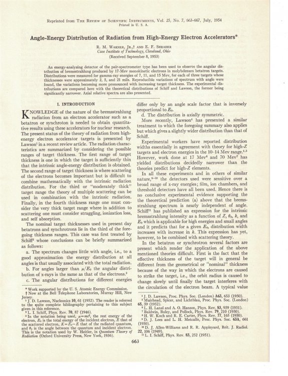 Image for Angle-Energy Distribution of Radiation from High-Energy Electron Accelerators Angle-Energy Distribution of Radiation from High-Energy Electron Accelerators