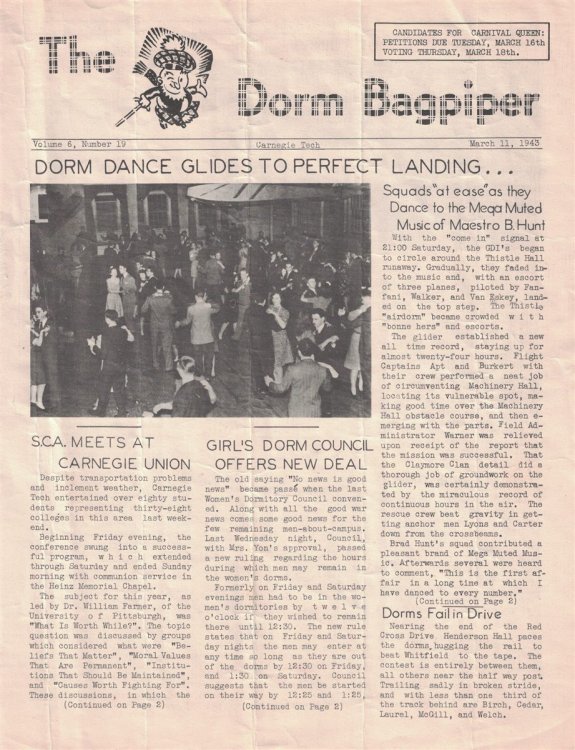 The Dorm Bagpiper: Carnegie Tech, Volume 6, Number 19, March 11, 1943