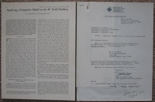 Applying a Composite Model to the IC Yield Problem [IREE Journal of Solid-State Circuits, Vol. sc-9, No. 3, June, 1974] [includes letters related to submission and interest]