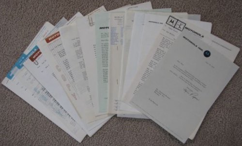 [Lot of] Motorola internal documents; dated between 1959 and 1965