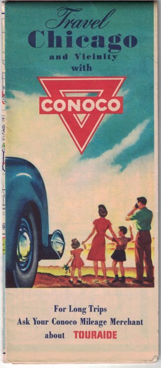 Travel Chicago and Vicinity with Conoco [circa 1950 Road Map]